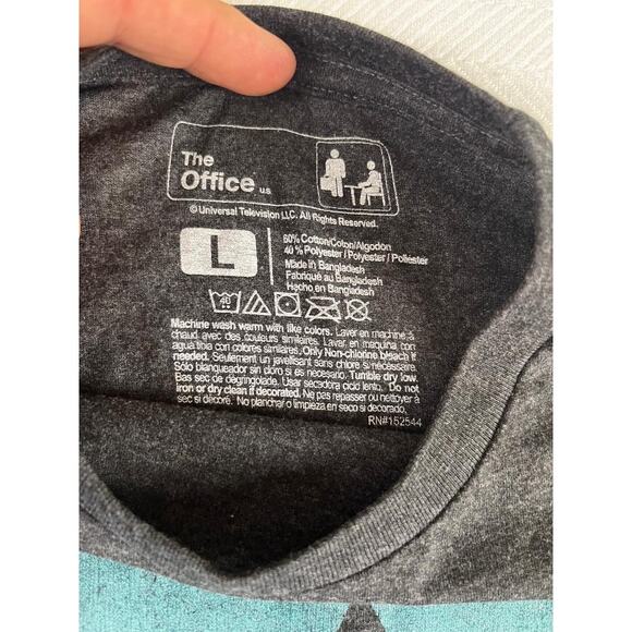 The Office Dunder Mifflin Recycle Logo T-Shirt Large Gray Cotton Blend TV Show - Picture 5 of 8